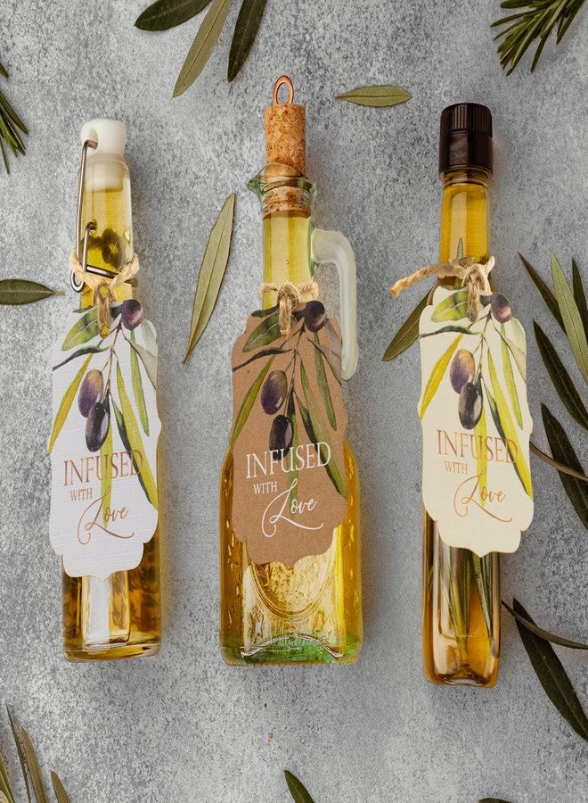 Summer-Ray.com Summer-Ray 50pcs Watercolor Olive Twig Infused with Love Gift Tags Olive Our Love and Thanks Greek Wedding (White, Little Violin) - Image 2